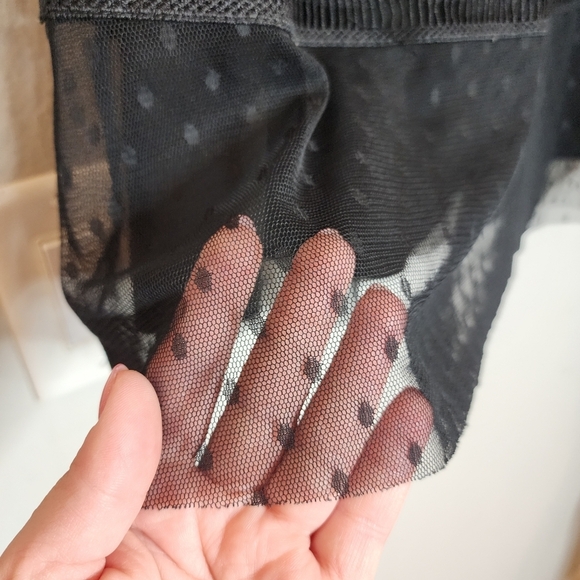 Downeast Mesh Overlay Polka Dot Lace Inset Pull On Skirt Size Small - Picture 2 of 16